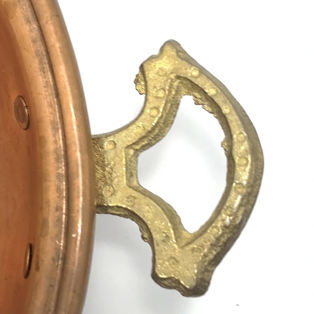 Heavy Rim Vtg Turkish Copper Colander Star Punched Sieve Hearth Chestnut Roaster
